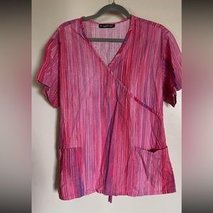 Los Angeles Rose Mock Wrap Scrub Top 🌺